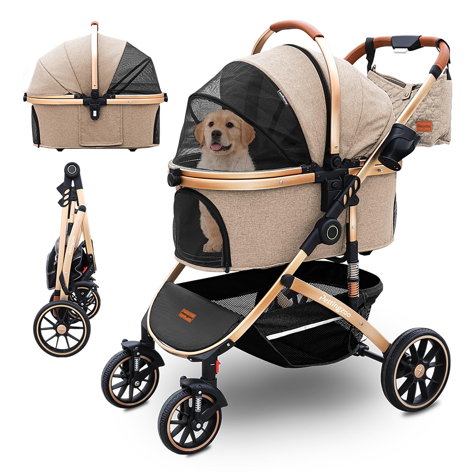 Amazon.com : Pettingzoo Dog stroller with 4 Wheels, Folding Cat